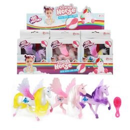 Jednorožec/kůň s křídly česací s hřebenem plast 12cm 3 barvy v krabičce 12x16,5x4cm 12ks v boxu
