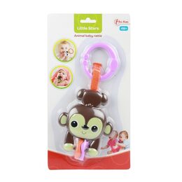Chrastítko/Kousátko zvířátko plast 19cm 2 druhy na kartě 4m+