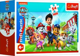 Minipuzzle 54 dílků Paw Patrol/Tlapková Patrola 4 druhy v krabičce 9x6x3cm 40ks v boxu