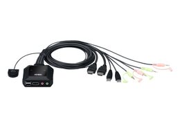 Přepínač Aten KVM 2:1 (USB, HDMI) 4K@60Hz, integrované kabely (CS22H)