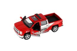 Teddies Kinsmart auto Chevrolet Silverado policie hasiči 12,5cm kov na zpětné na