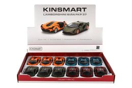 Auto Kinsmart Lamborghini  Sián FKP 37 kov/plast 13cm 4 barvy na zpětné natažení 12ks v boxu