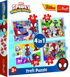 Puzzle 4v1 Spidey a jeho úžasní přátelé/Disney Marvel v krabici 28x28x6cm