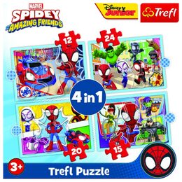 Puzzle 4v1 Spidey a jeho úžasní přátelé/Disney Marvel v krabici 28x28x6cm