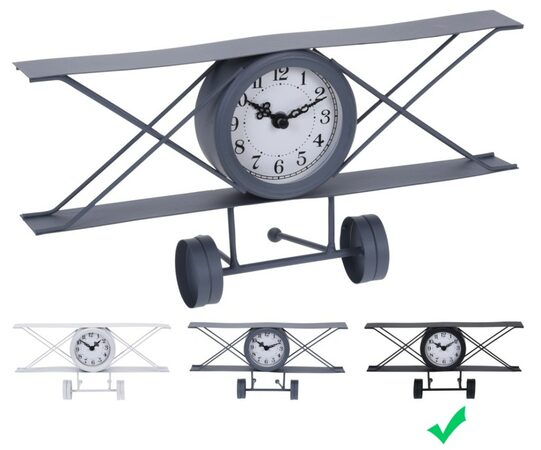 SEGNALE Hodiny stolní designové LETADLO 30 cm černá KO-HZ1911500cern