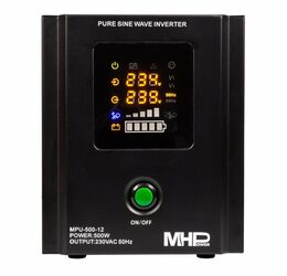 Napěťový měnič MHPower MPU-500-12 záložní zdroj, 12V/230V, 500W, funkce UPS, čistý sinus
