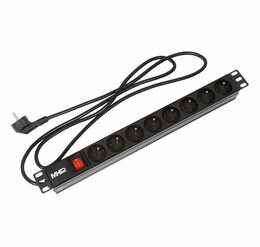 Rozvodný panel MHPower PDU-FR4K8 19" 8x230V, 16A, 4000W, černý, kabel 1,8m, hliníkový