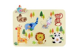 Teddies vkládačka/puzzle deskové obrysové zoo dřevo 30x21cm ve fólii