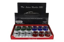 Auto Kinsmart Aston Martin DB5 kov/plast 13cm 4 barvy na zpětné natažení 12ks v boxu