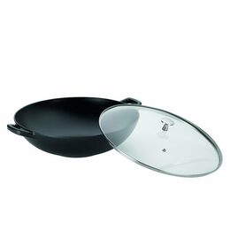KELA Wok litinový s poklicí CALIDO 36 cm černá KL-12475