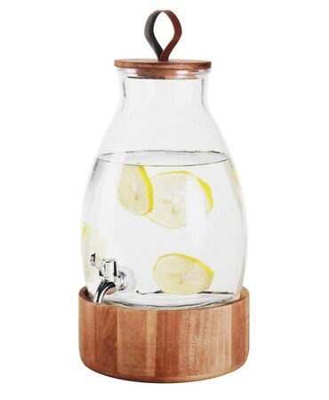 EXCELLENT Zásobník na nápoje dávkovací sklo / dřevo 5,5 l KO-CD1100100