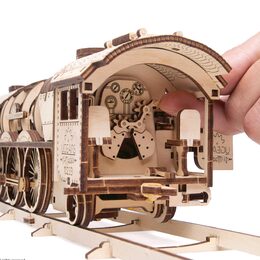 Ugears 3D dřevěné mechanické puzzle V-Express parní lokomotiva 4-6-2 s tendrem