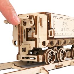 Ugears 3D dřevěné mechanické puzzle V-Express parní lokomotiva 4-6-2 s tendrem