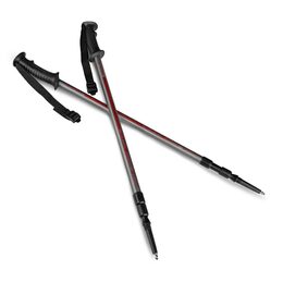 Spokey EKVILIBRO Trekingové hole, 3-dílné, stříbrno-červené