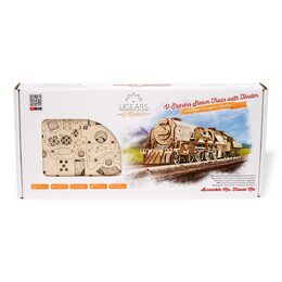 Ugears 3D dřevěné mechanické puzzle V-Express parní lokomotiva 4-6-2 s tendrem