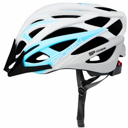 Spokey FEMME Cyklistická přilba pro dospělé a juniory IN-MOLD, 55-58 cm, bílo-modrá