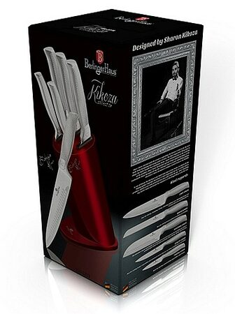 BERLINGERHAUS Sada nožů ve stojanu nerez Burgundy Metallic Line 6 ks Kikoza Collection BH-2273