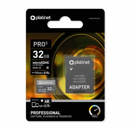 PLATINET PMMSD32UIII microSDHC karta a adaptér SD 32GB