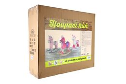 Kůň houpací jednorožec plyš na baterie se zvukem a pohybem nosnost 50kg v krabici 70x21x61cm