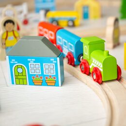 Bigjigs Rail Dřevěná vláčkodráha město a vesnice 91 dílů