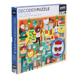 Petit Collage Puzzle knihovna 100 ks s 3D brýlemi