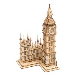 RoboTime dřevěné 3D puzzle hodinová věž Big Ben svítící