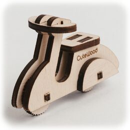 CuteWood Dřevěné 3D puzzle Moped