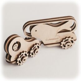 CuteWood Dřevěné 3D puzzle Rybí vůz