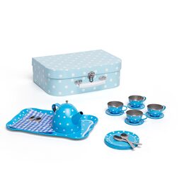 Bigjigs Toys Modrý puntíkovaný čajový set