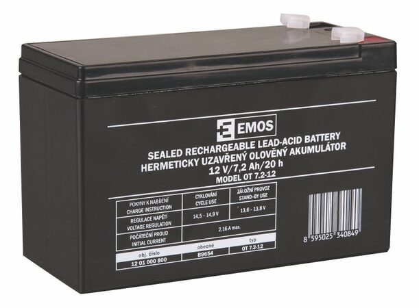 Emos baterie SLA 12V / 7.2 Ah, Faston 4.8 (187)