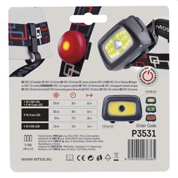 Emos LED čelovka P3531, 330 lm, 65m, 1x CREE + 1x COB + červená zadní LED, 3x AA