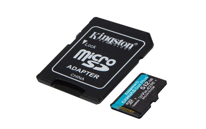 KINGSTON 512GB microSDXC Canvas Go! Plus 170R/100W U3 UHS-I V30 Card + SD Adapte