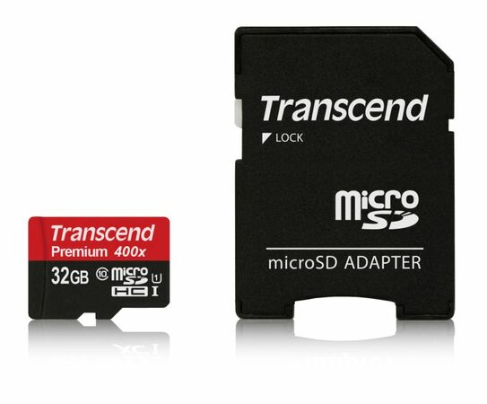 Transcend 32GB microSDHC UHS-I 400x Premium (Class 10) paměťová karta (s adaptér