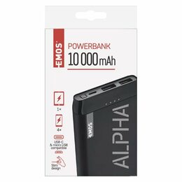 Emos Powerbank ALPHA 10S, 10000 mAh, USB-C, 2.1A, černá