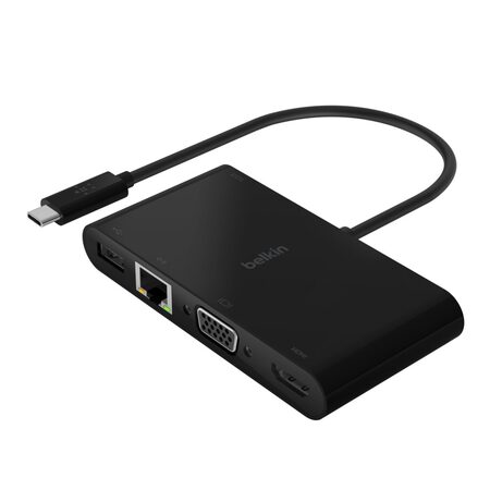 Belkin USB-C multimediální adaptér na HDMI, VGA, RJ45, USB-A 3.0 , až 100W napáj