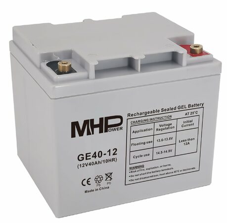 Baterie MHPower GE40-12 GEL, 12V/40Ah, T1-M6, Deep Cycle