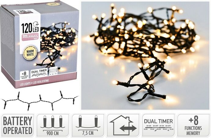 HOMESTYLING Vánoční světelný řetěz teplá bílá 120 LED / 9 m KO-AX8417220