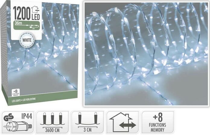 HOMESTYLING Vánoční světelný řetěz studená bílá 1200 LED / 36 m KO-AX9621080