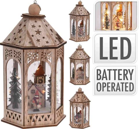Lucerna s LED osvětlením a vánoční dekorací 29 cm