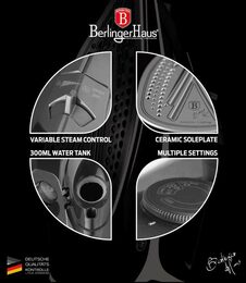 BERLINGERHAUS Žehlička napařovací 2200 Shiny Black Collection BH-9412