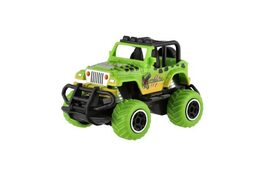 Auto RC s vlekem s dinosaurem plast 28cm na baterie 27mHz se světlem, zvukem v krabici 35x14x11cm