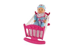 Panenka miminko 38cm měkké tělo s dudlíkem s kolébkou v krabici 43x41x11cm
