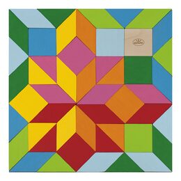 Detoa Mozaika barevná dřevěná 49 ks v krabici 20x20x4cm