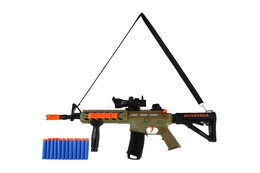 Samopal na pěnové náboje + náboje 12ks plast 60cm na baterie se světlem, zvukem v krabici 65x27x6cm, zelený