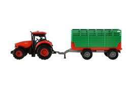 Traktor Zetor s vlekem plast 36cm na setrvačník na bat. se světlem se zvukem v krabici 39x13x13cm