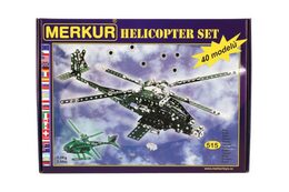 Stavebnice MERKUR Helikopter Set 40 modelů 515ks v krabici 36x27x5,5cm