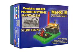 Stavebnice MERKUR funkční model parního stroje Standart v krabici 28x11x20cm
