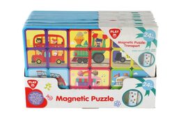 Puzzle magnetické deskové doprava plast ve fólii 30x20x1cm 12ks v boxu 24m+