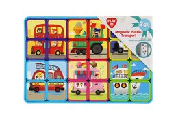 Puzzle magnetické deskové doprava plast ve fólii 30x20x1cm 12ks v boxu 24m+