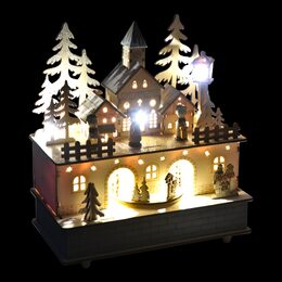 small foot Dřevěná hrací skříňka se světlem zimní vesnice